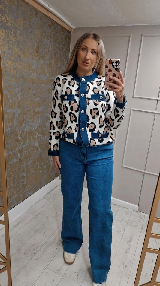 Leopard/Denim Cardigan