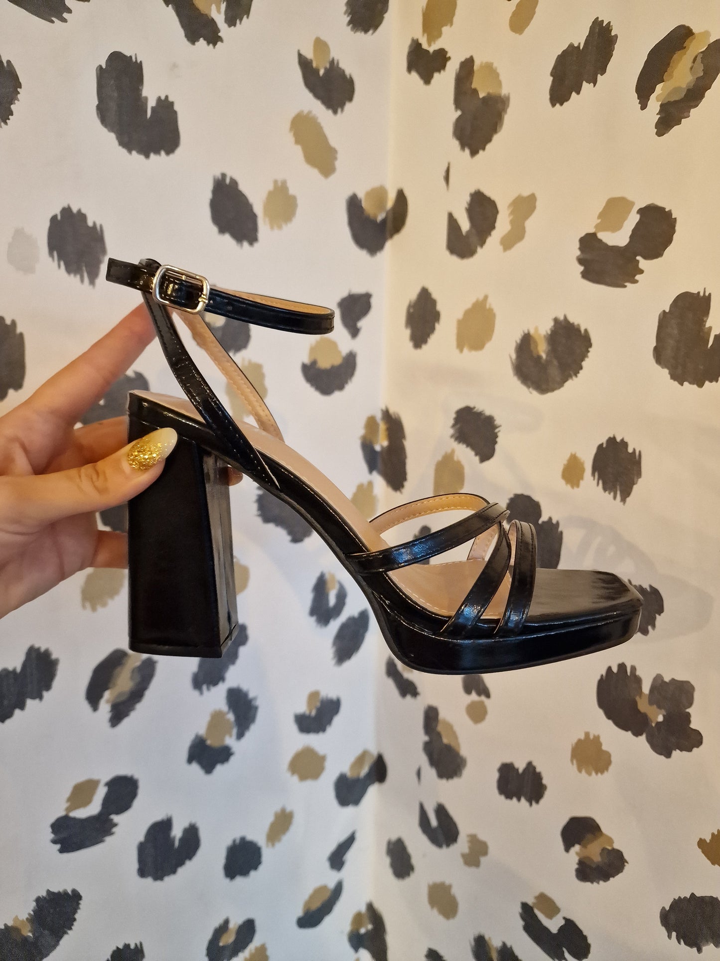 Black Block Strappy Heel